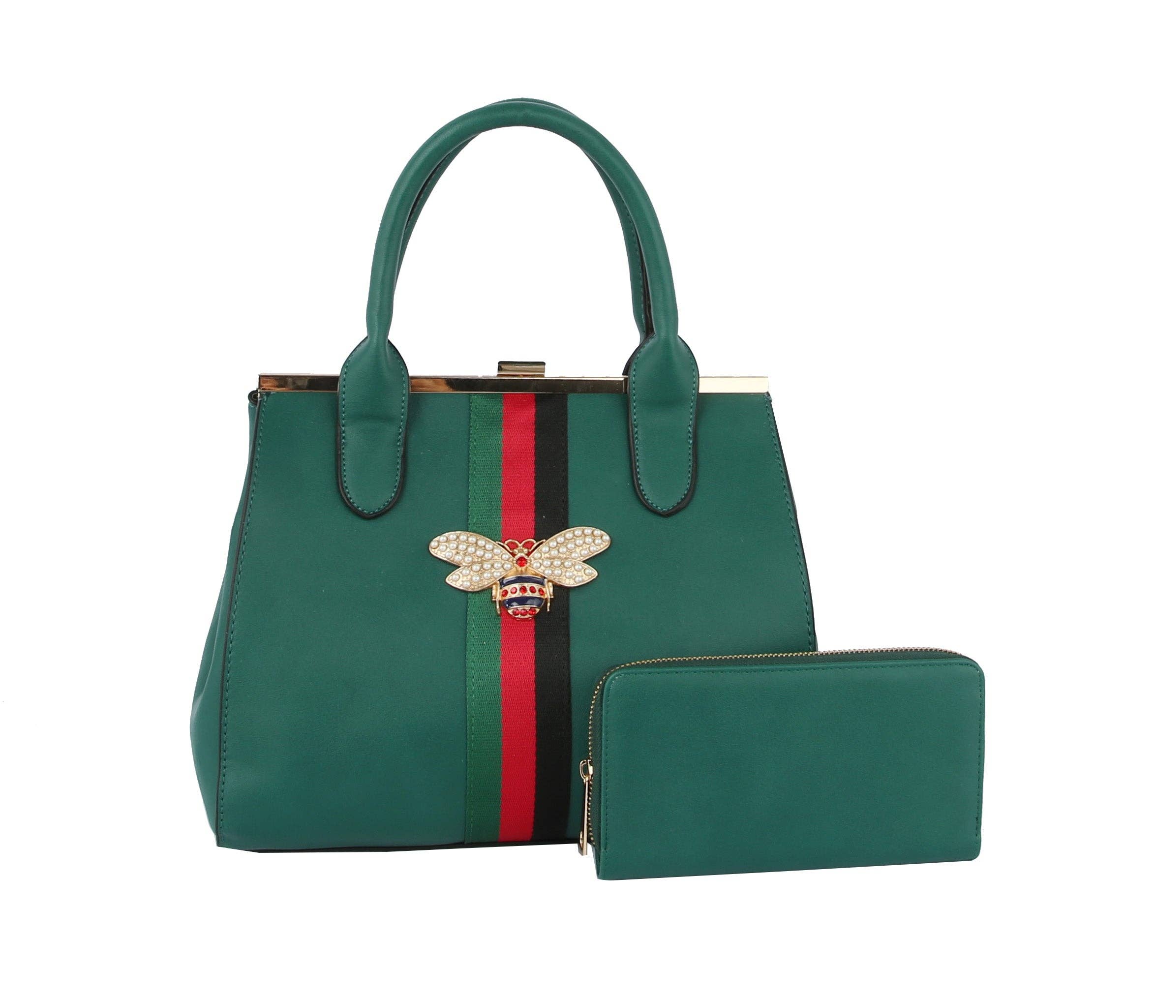 Handbag Factory Corp – wholesale Bärkasse - Dam – Handväska och axelremsväska 2 i 1 med guldfärgade detaljer7