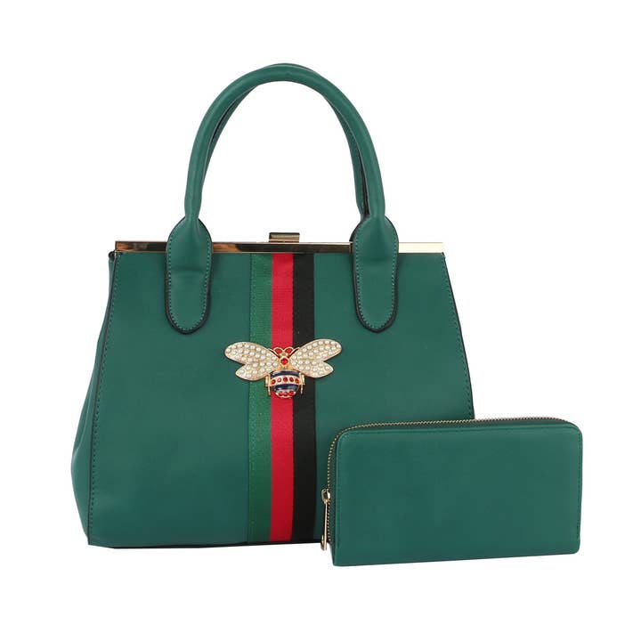 Handbag Factory Corp – wholesale Bärkasse - Dam – Handväska och axelremsväska 2 i 1 med guldfärgade detaljer7