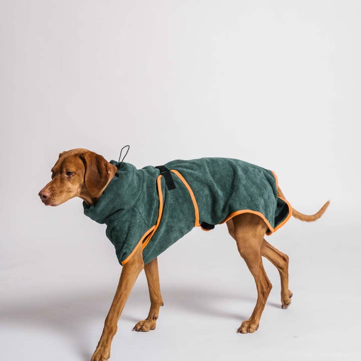 GULA DOG CARE - Wholesale Pet towel –Dog - Dog Robe / Dog Dry Towel - Green & Orange (New Design)1