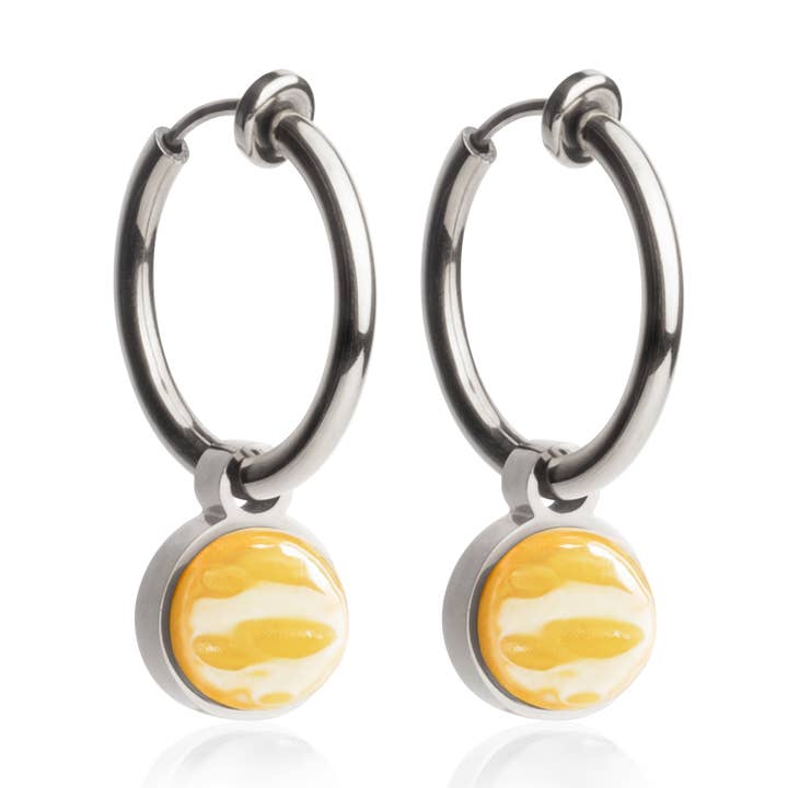Boucles d'oreilles Mix & Match avec pendentif • argenté/jaune soleil • 18 mm pour la vente par ALEXASCHA