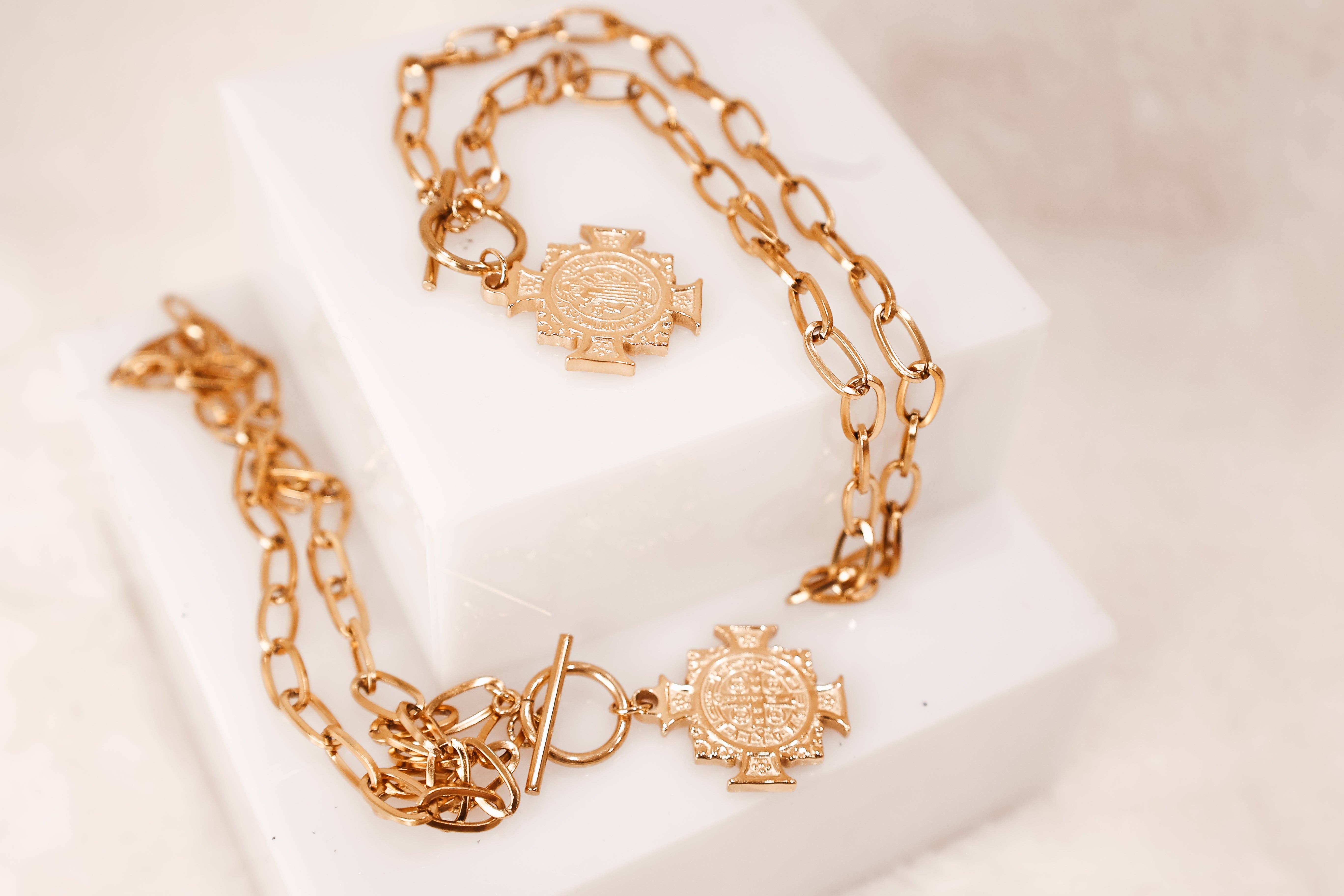 Sophie Mo’s Jewelry - Wholesale Pendant/Charm Necklace - St. Benedict Cross Toggle Necklace0