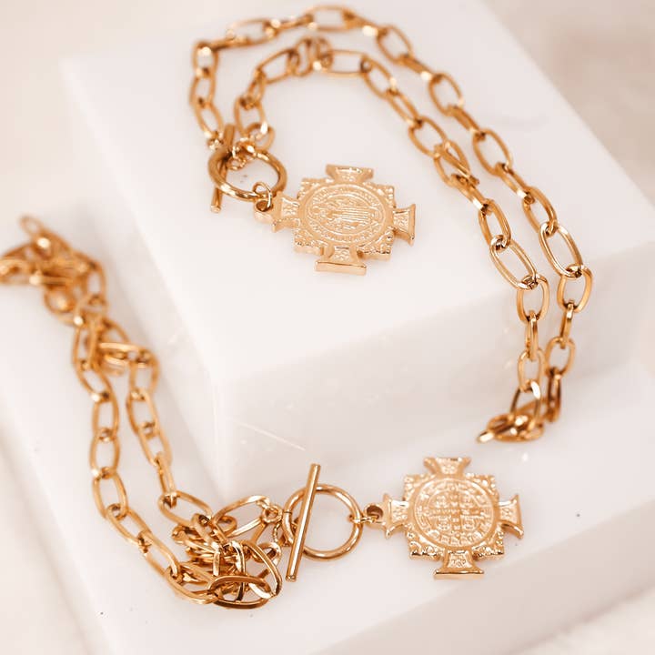 Sophie Mo’s Jewelry - Wholesale Pendant/Charm Necklace - St. Benedict Cross Toggle Necklace0