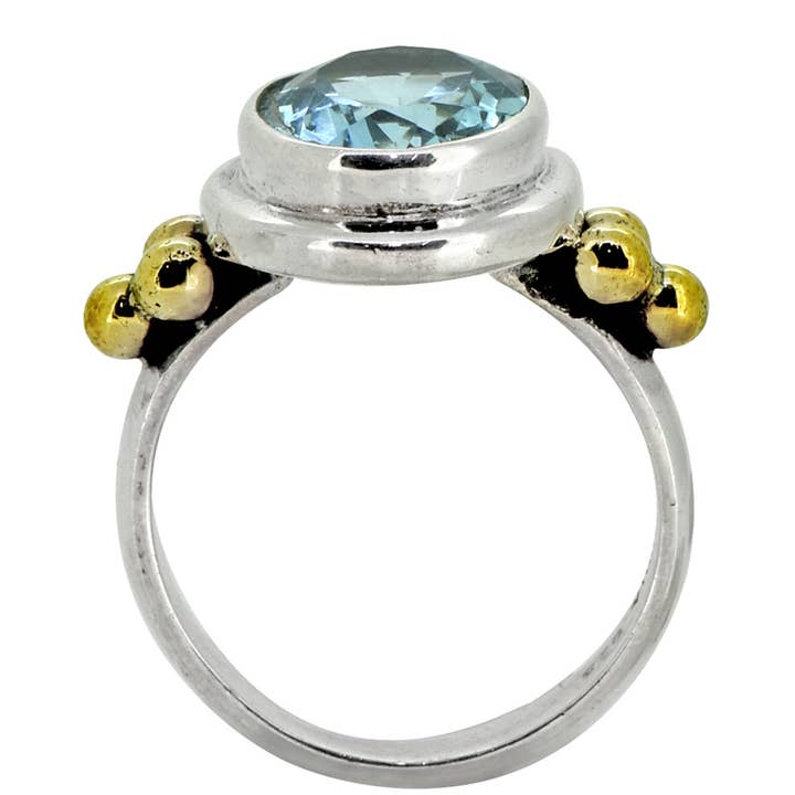 Tiramisu - Wholesale Single Stone/Solitaire Ring - Blue Topaz Solid 925 Sterling Silver Brass Solitaire Ring6
