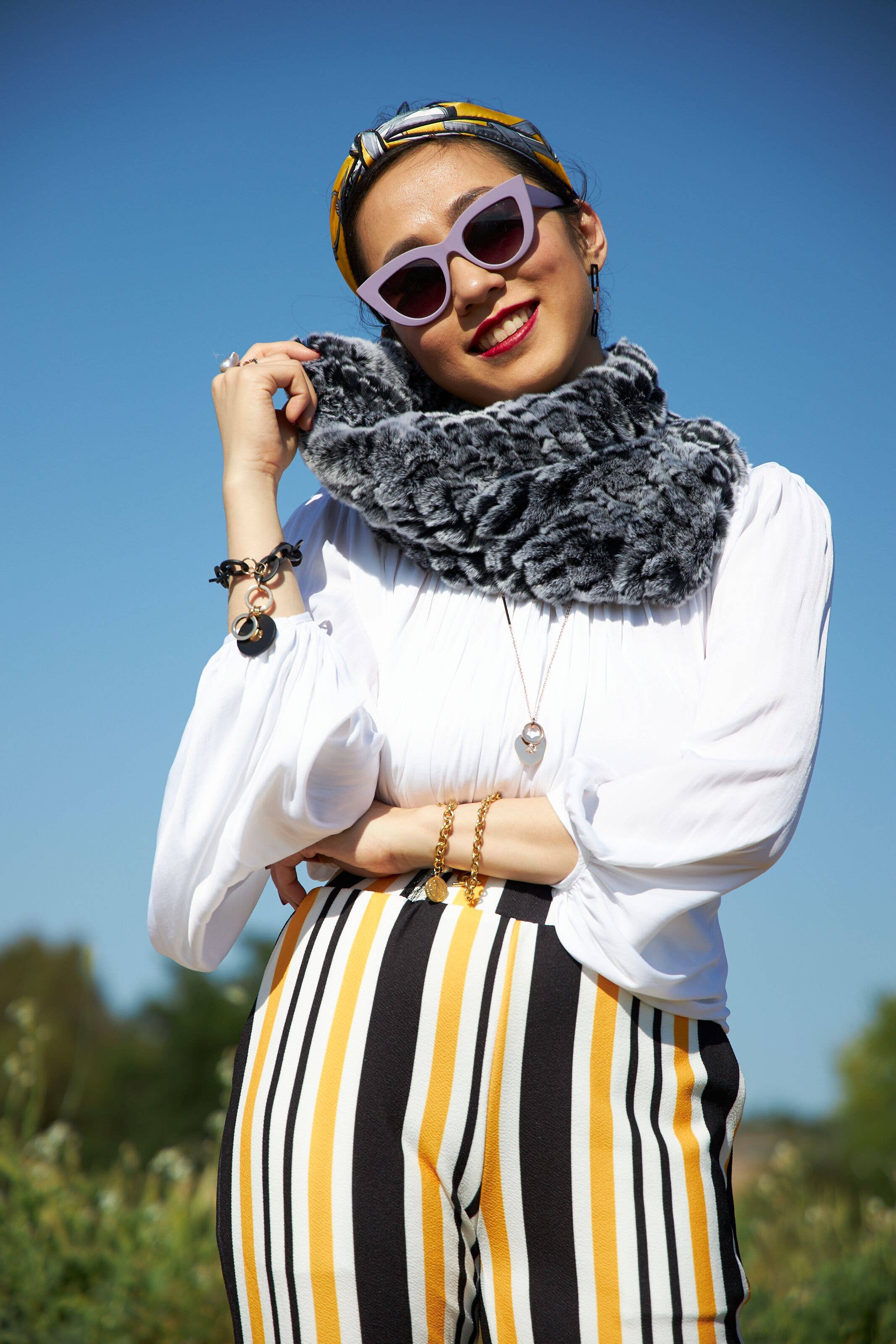 Opulence Fluff - Wholesale Scarf - Women's - Griselle Shrug/ Cape/ Scarf - Multi black and silver3