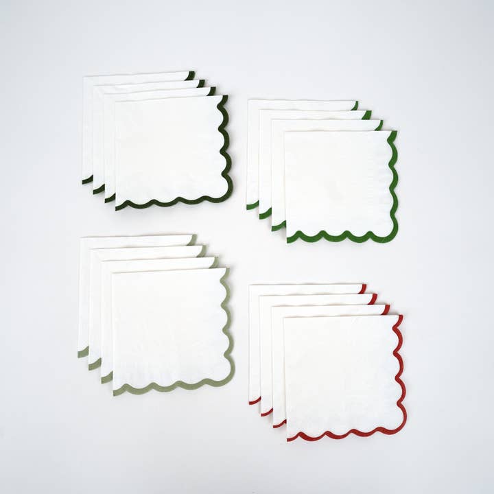 Gatherings by Curated Paperie - Wholesale Disposable Napkin - Holiday Scallop Cocktail Napkins