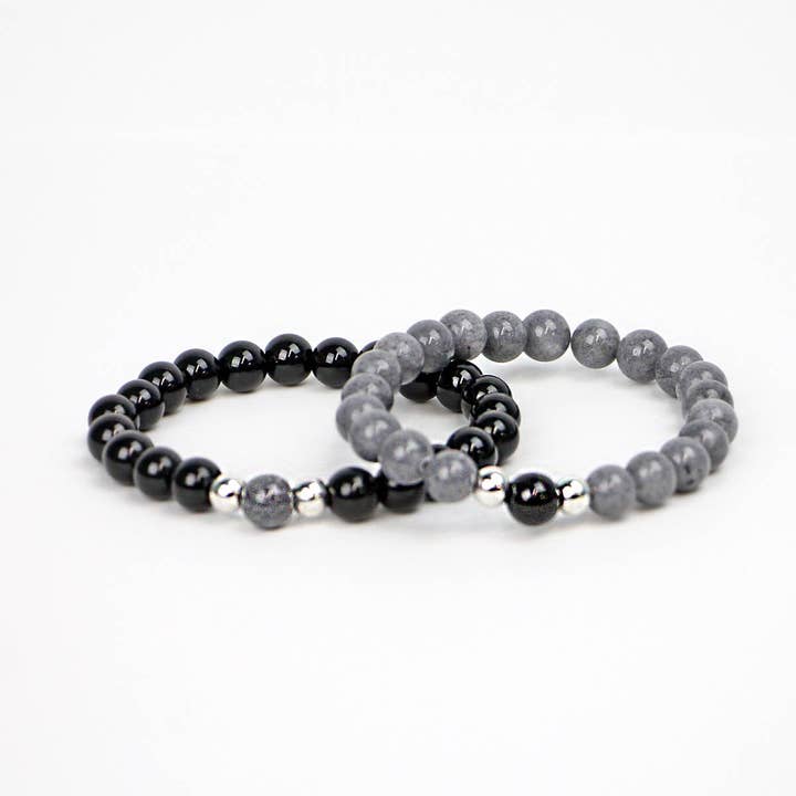 Couples Bracelet Set of Two Dyed Jade Stretch Bracelets for wholesale by Bohemian Bracelets