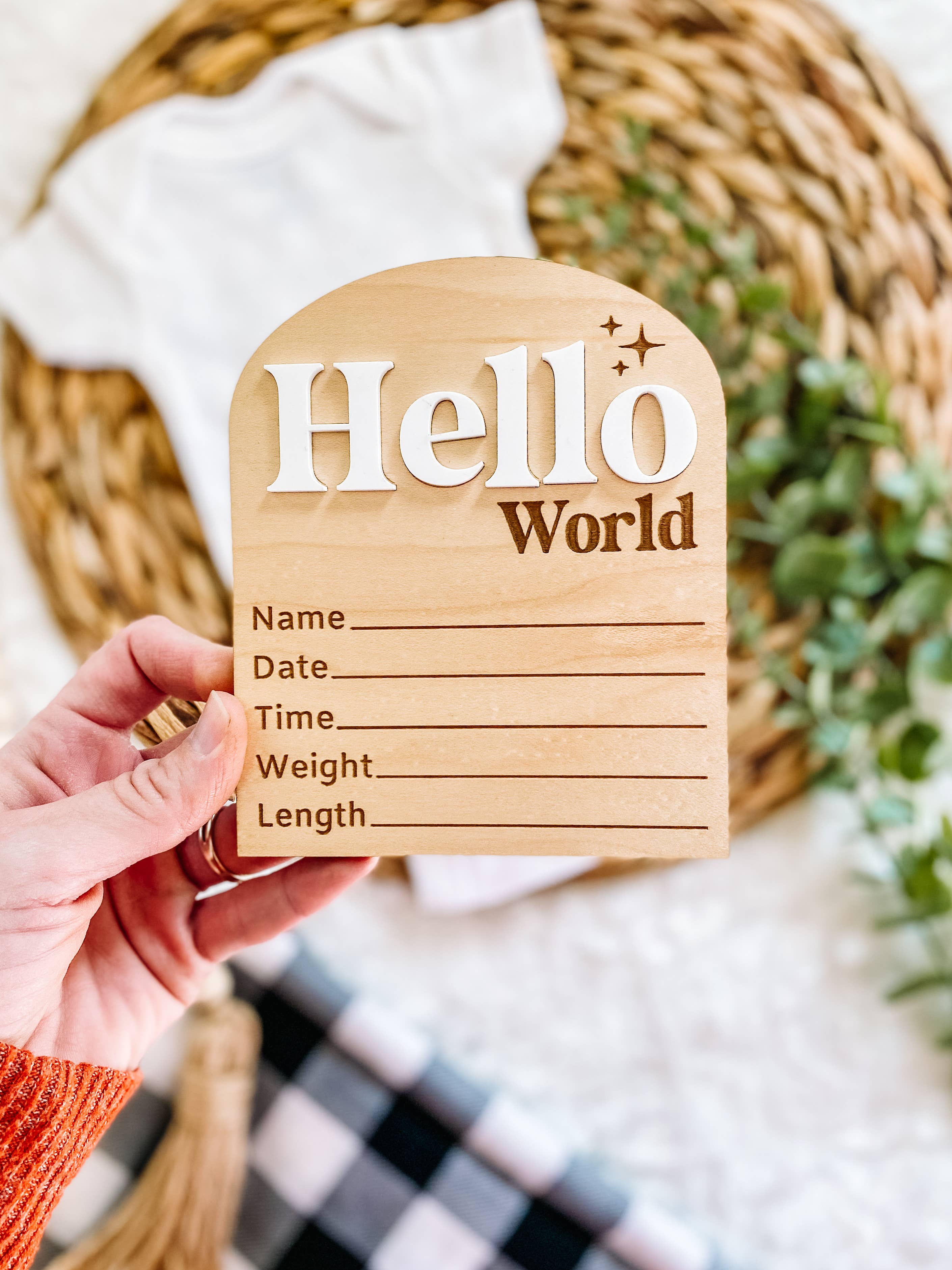 Claire and Bella - Wholesale Milestone Art/Keepsake - Kids & Baby - Hello World Birth Stat Sign4