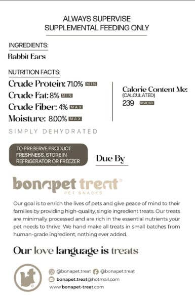 Bonapet Treat - Wholesale Pet Treats - Dog - Rabbit Ears2