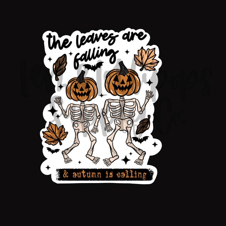 The Leaves are Falling Skellies Sticker for wholesale by Lem&Lollipops Supply Co. LLC