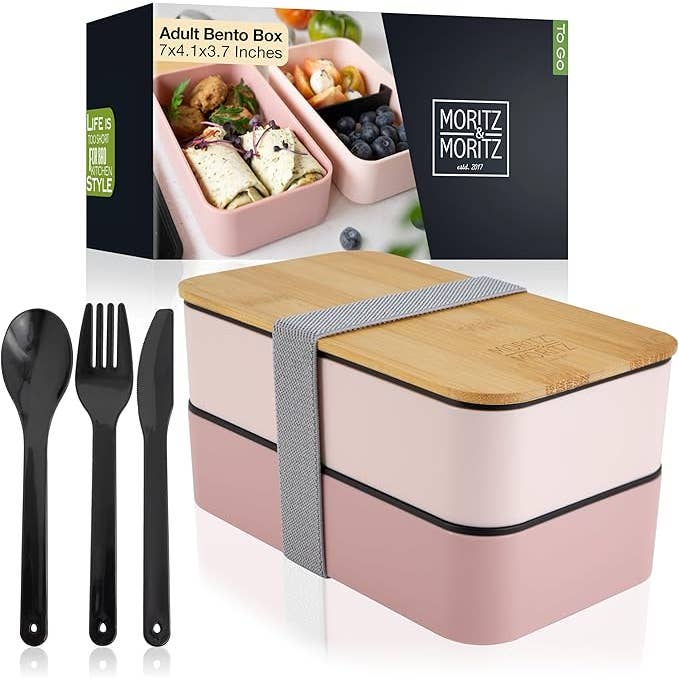 Bento Box Lunchbox with Compartments Pink for wholesale by Moritz & Moritz