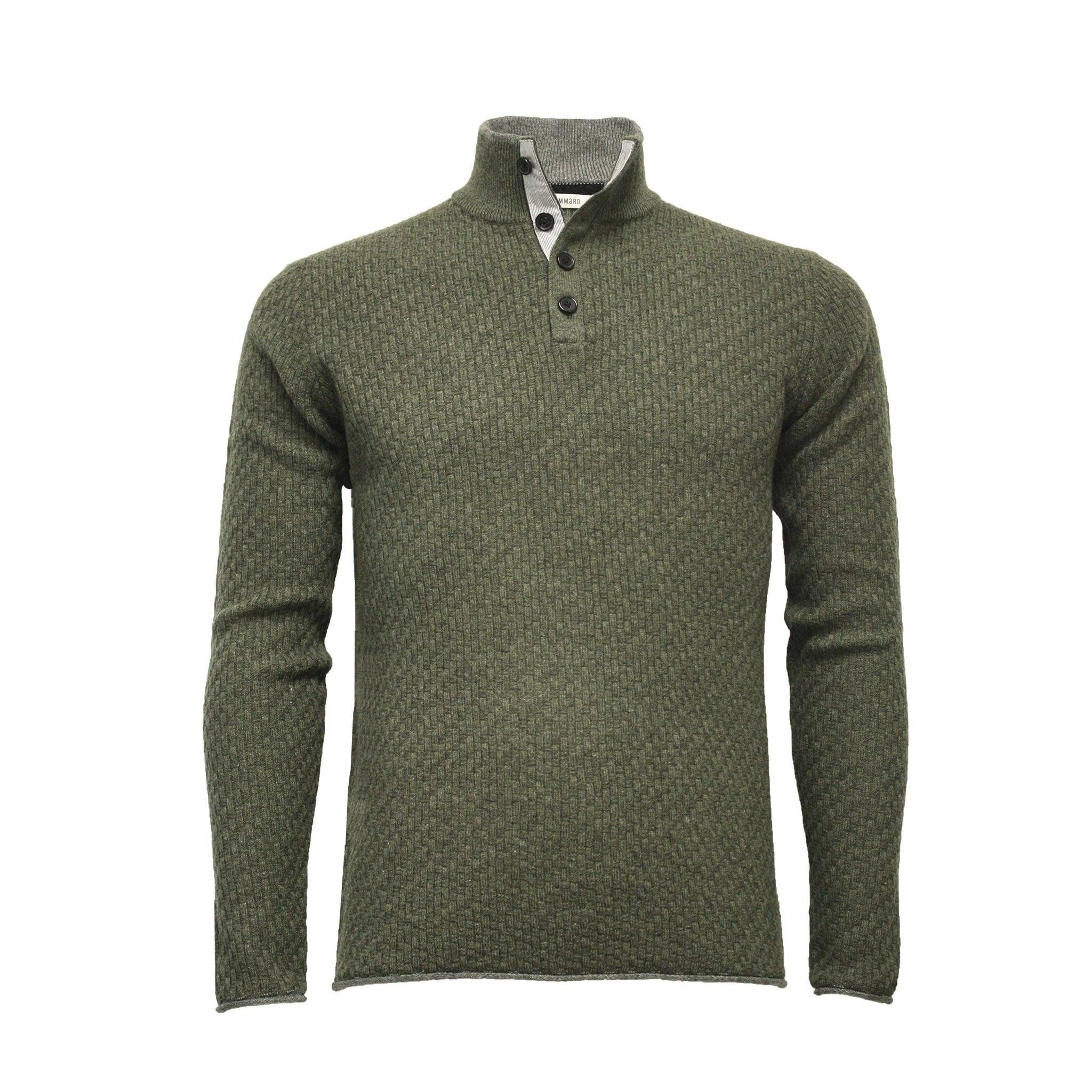 Hommard - Wholesale Knit Sweater - Men's - Camel Cashmere Sweater Button Neck Andromeda in Carbon Stitch3