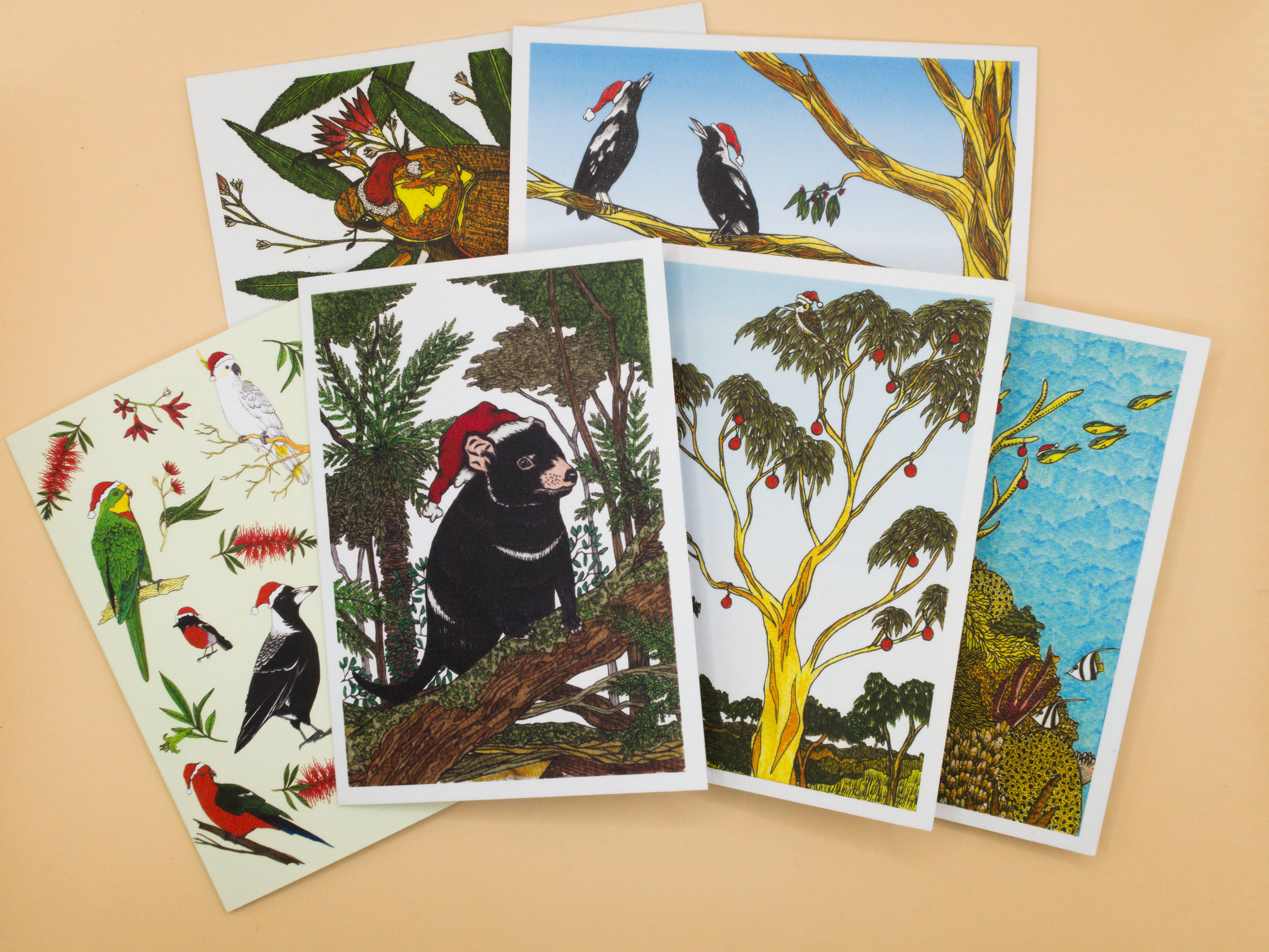 Sunshine Sea Art – Engroshandel Julekort – Julesamling Sæt med 6 Australske Julekort1