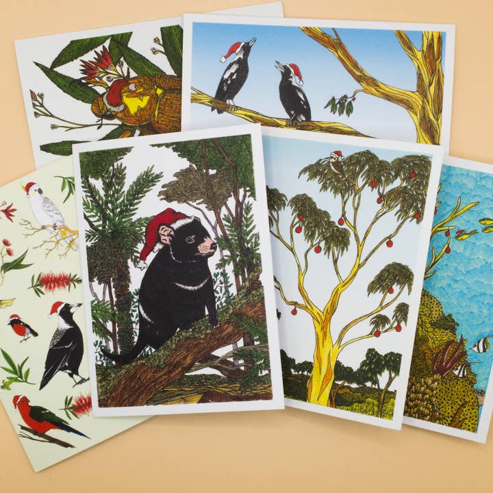 Sunshine Sea Art – Engroshandel Julekort – Julesamling Sæt med 6 Australske Julekort1