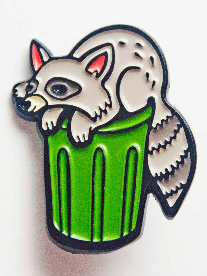Raccoon Enamel Pin — Funny Trash Panda Garbage Dumpster Fire for wholesale by Boygirlparty