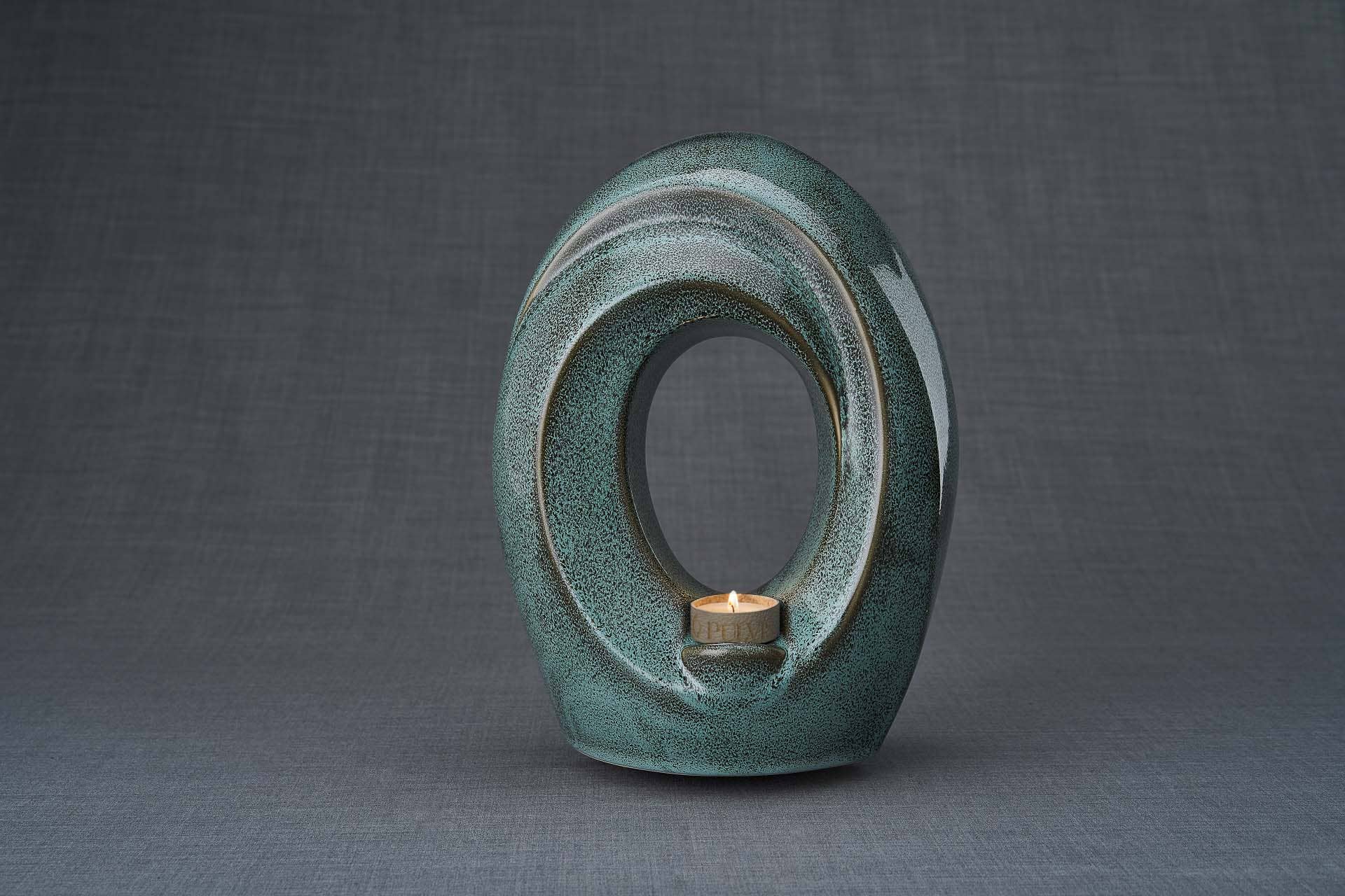 Pulvis Art Urns - Wholesale Urn - Cremation Urn "The Passage" - Large | Oily Green Melange3