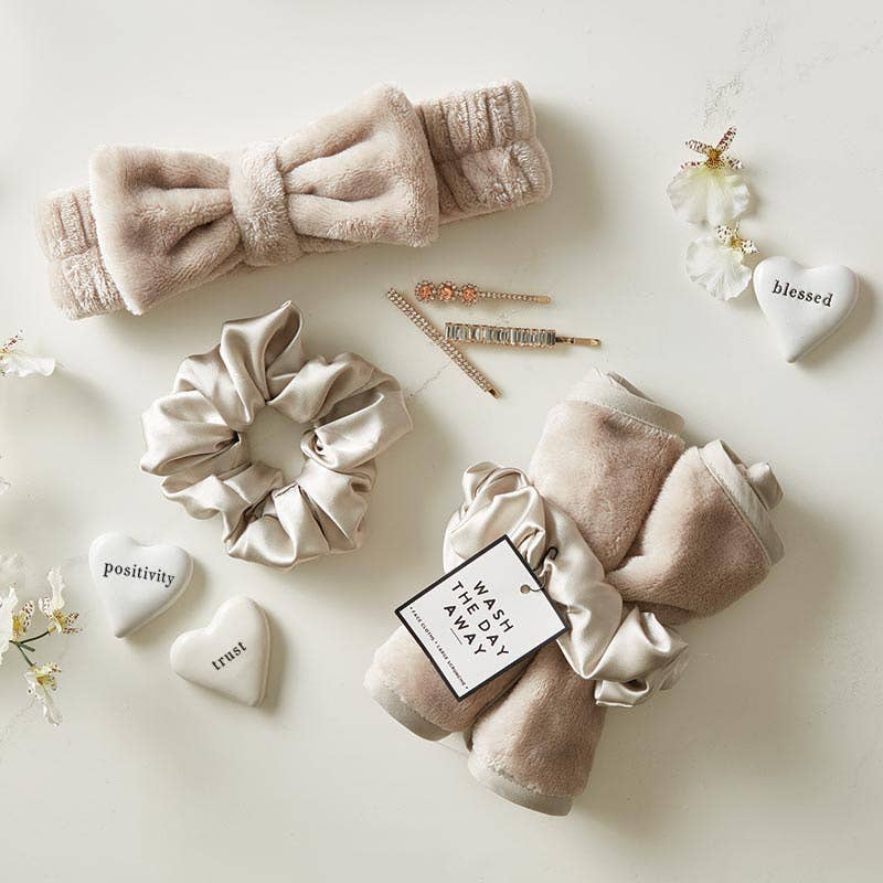 Bella Sleep + Spa - Wholesale Spa Headband - Plush Bow Headband - Flax1