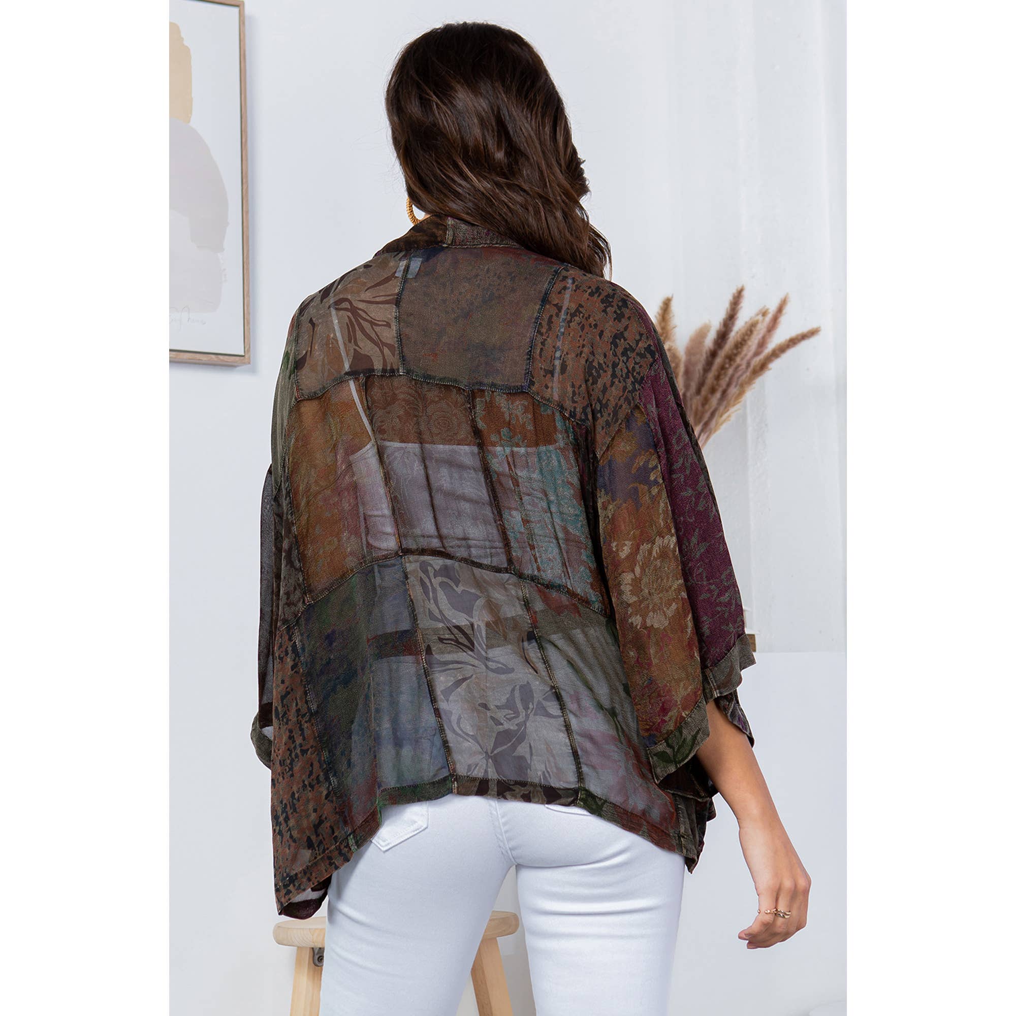 Young Threads - Wholesale Kimono - Women's - Kimono Top In Overdyed Mix N Match Patches - in 7 Color ways17
