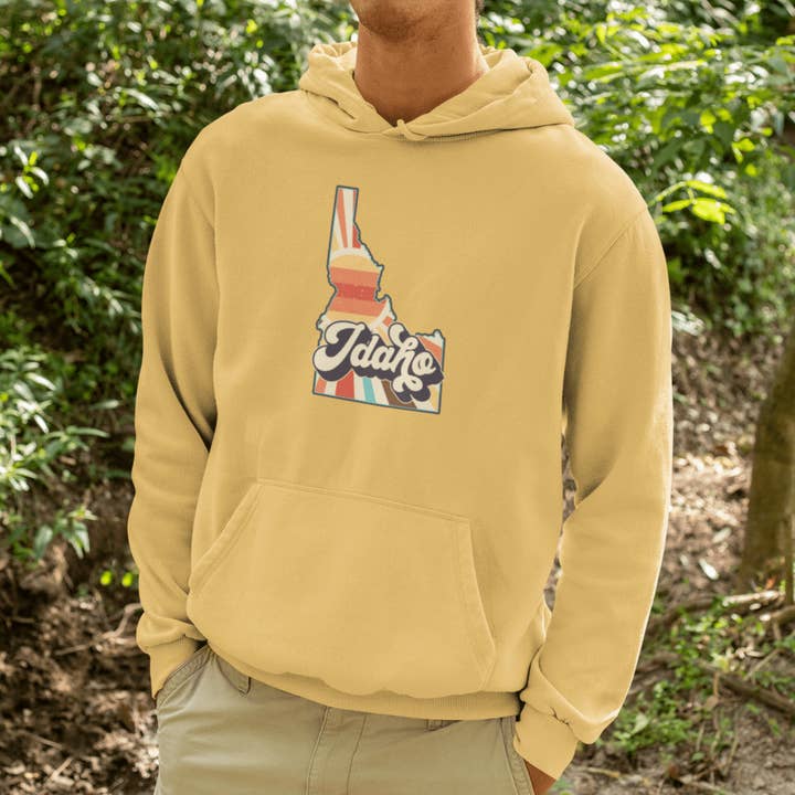 Retro Idaho Unisex Midweight Hoodie for wholesale by 208 Supply Co