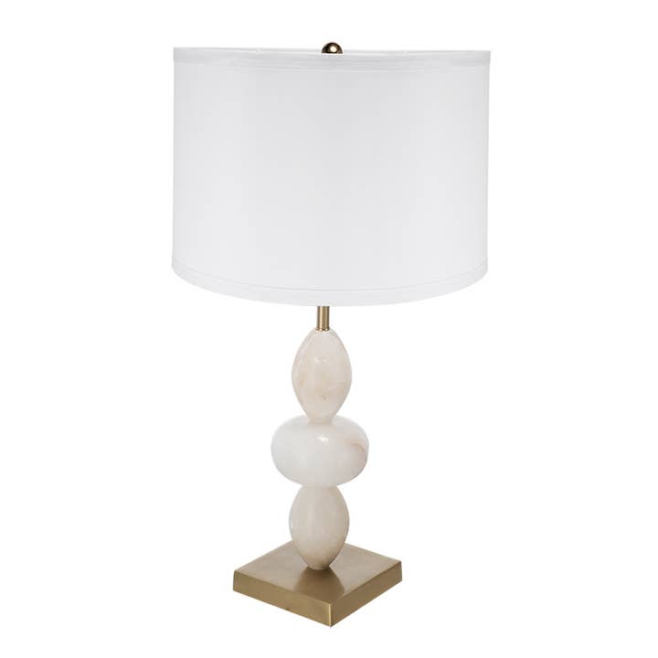 HOMYCASA DESIGN INC - Wholesale Accent/Desk Lamp - 26.3" White Gold Table Lamp Alabaster Accents Drum Shade8
