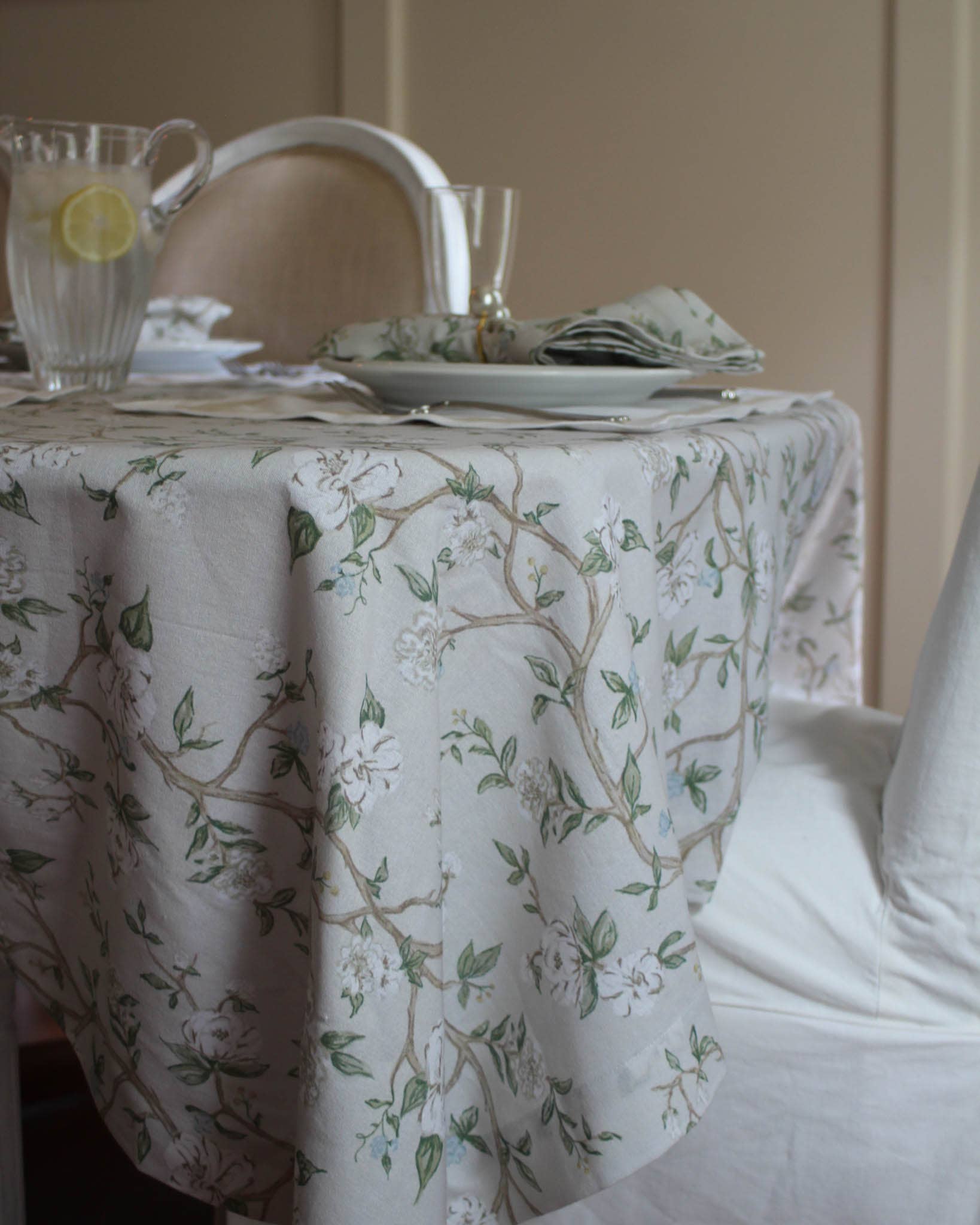 Camellia Floral Cotton Tablecloth for Weddings and Holidays for wholesale on Faire7