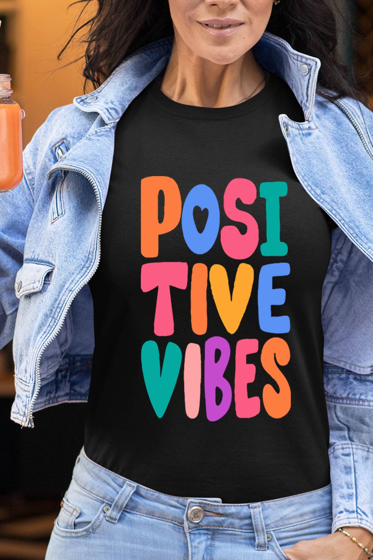 IALD - Vente T-shirt sérigraphié – femme - TSHIRT FEMME IMPRIME positive vibes1