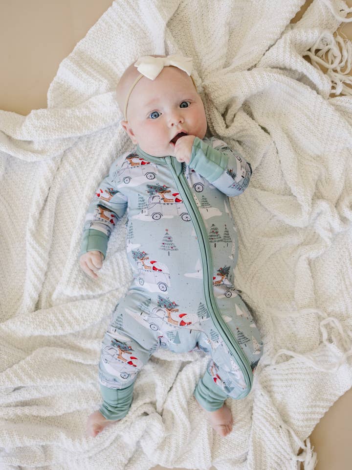 Little Joy Co. - Wholesale Slaappak - Baby - Santa Van Christmas Bamboo Zippy Romper Babypyjama Kleding4