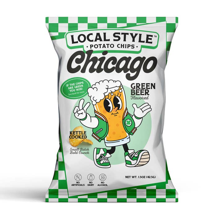 Green Beer Flavor Wholesale (25 ct) - Local Style | Chicago Potato Chips for wholesale by Local Style Chips
