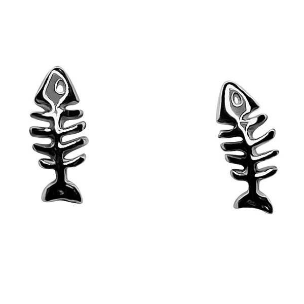 Tiny Sterling Fish Studs for wholesale by The East Wind Silver Co. ltd.
