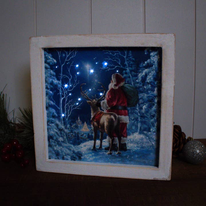 Glow Decor - Wholesale Christmas decoration - Starry Night Santa Lighted Shadow Box1