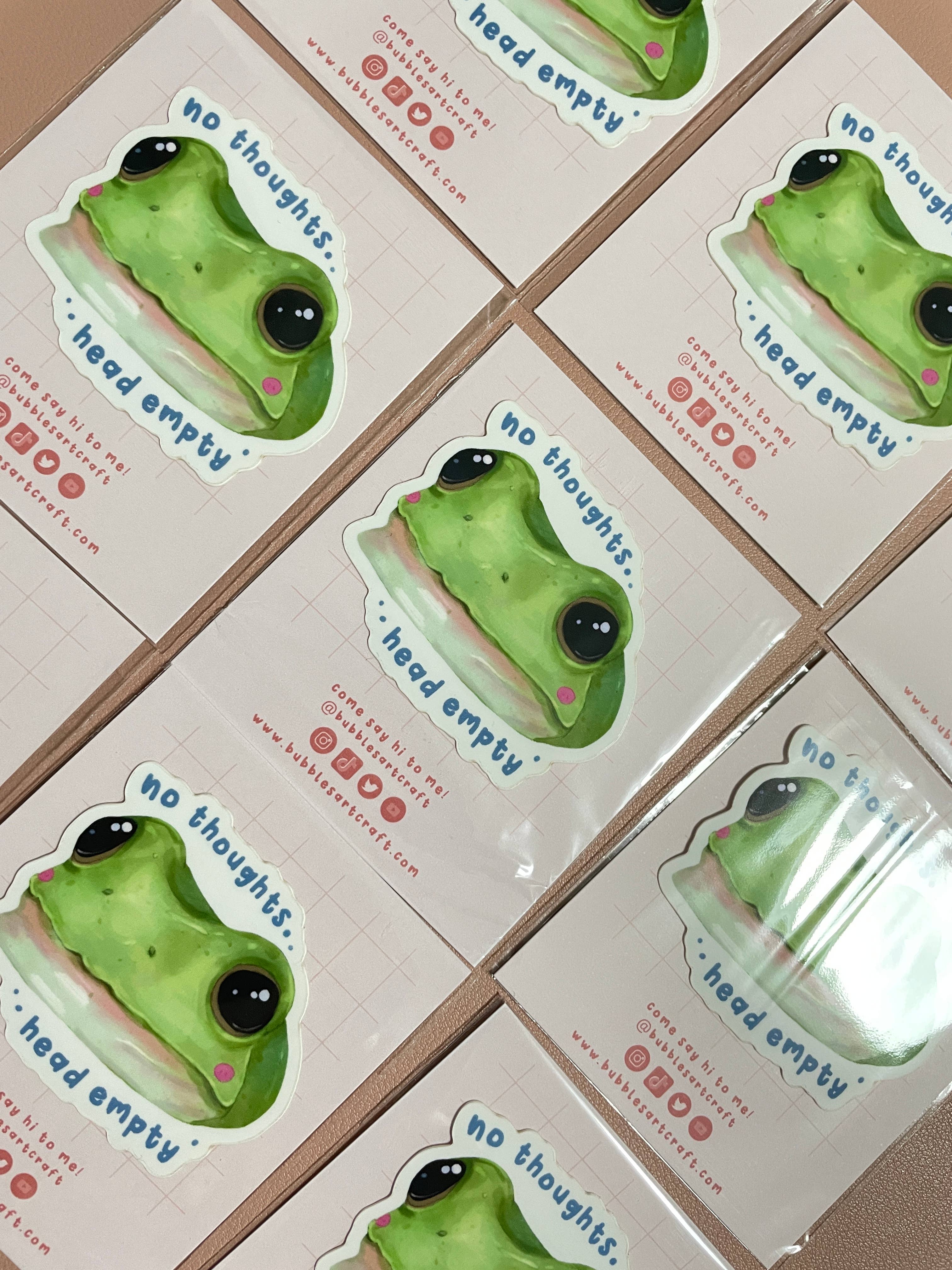 BubblesArtCraft - Wholesale Sticker - Frog Meme Sticker | No Thoughts Head Empty | Frog Sticker3