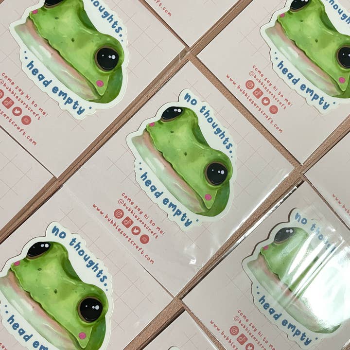 BubblesArtCraft - Vente Autocollant - Autocollant Frog Meme | Aucune pensée tête vide | Sticker grenouille3