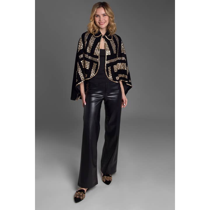 SAACHI - Vendita all'ingrosso Mantellina - Donna - Cappellino per feste in velluto con paillettes2