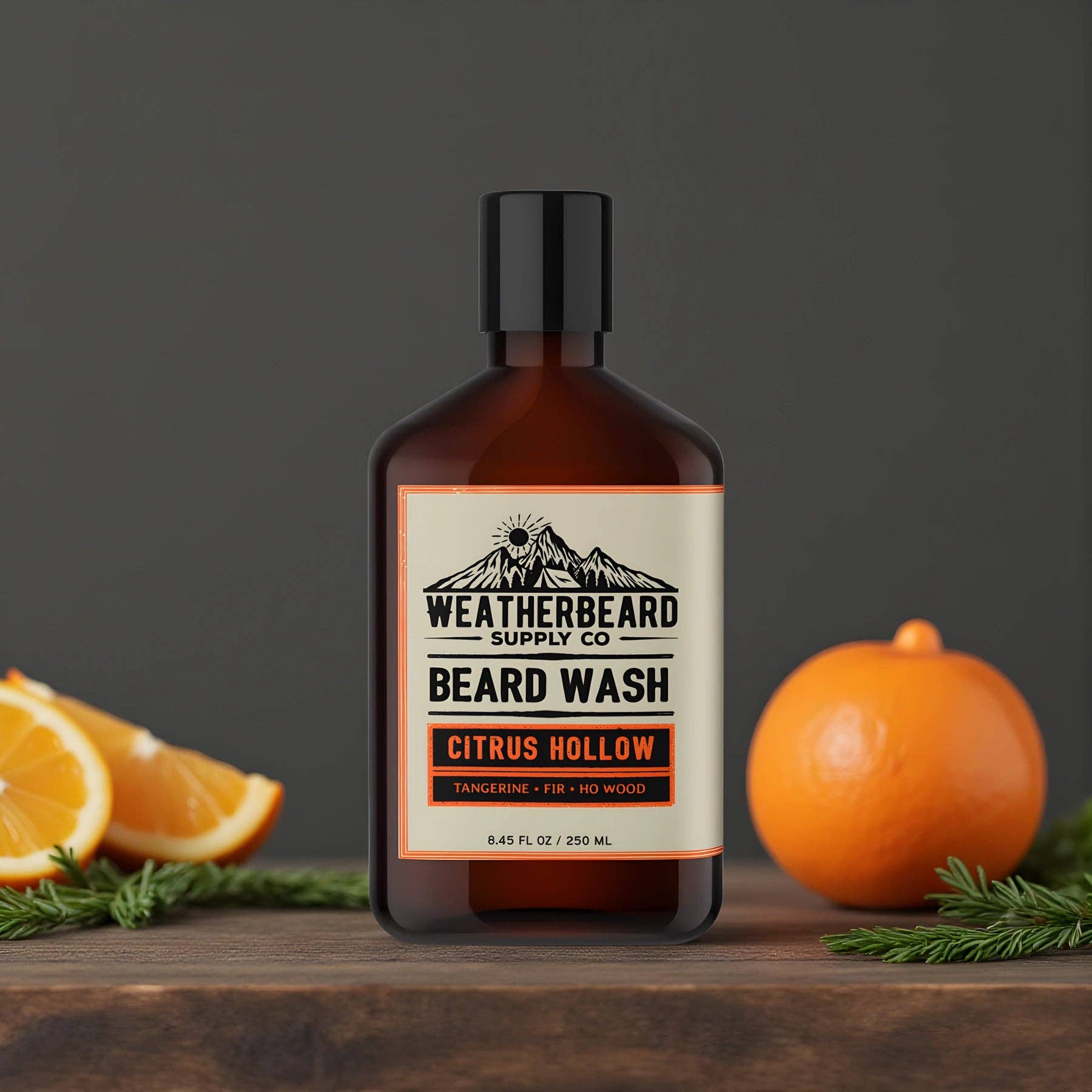 Weatherbeard | Beard Oils, Balms, Butters, & Cologne For Men - Wholesale Beard Wash/Shampoo - Citrus Hollow Beard Wash - Tangerine, Fir, Ho Wood1