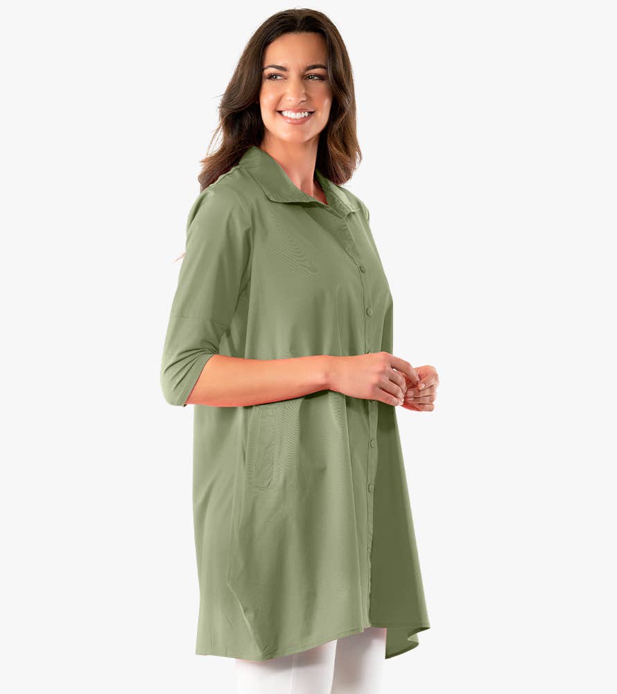 Stella Carakasi - Wholesale Tunic - Women's - Women's 3/4 Sleeve A-Line Cotton Poplin Tiburon Tunic Icon3
