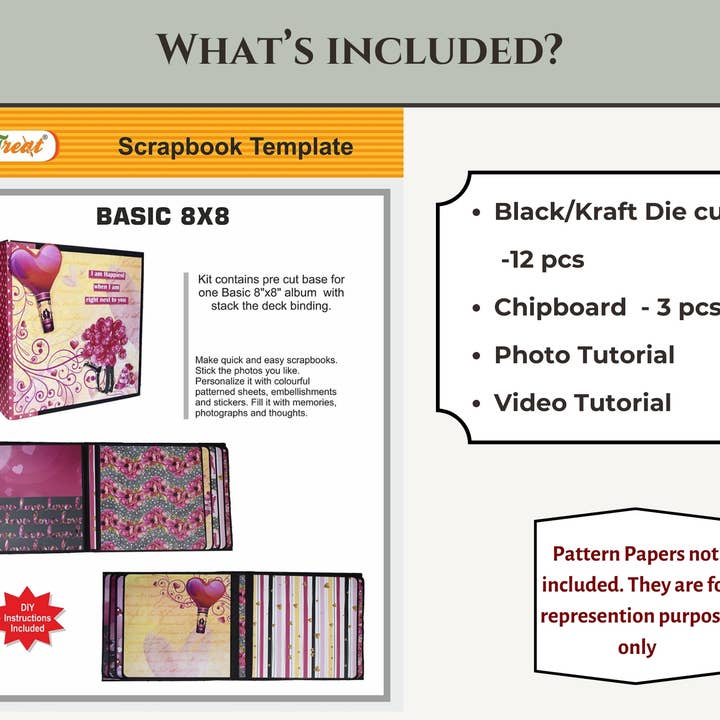 CrafTreat - Wholesale Scrapbook - CrafTreat Basic 8x8 Black DIY Scrapbook Template - Black