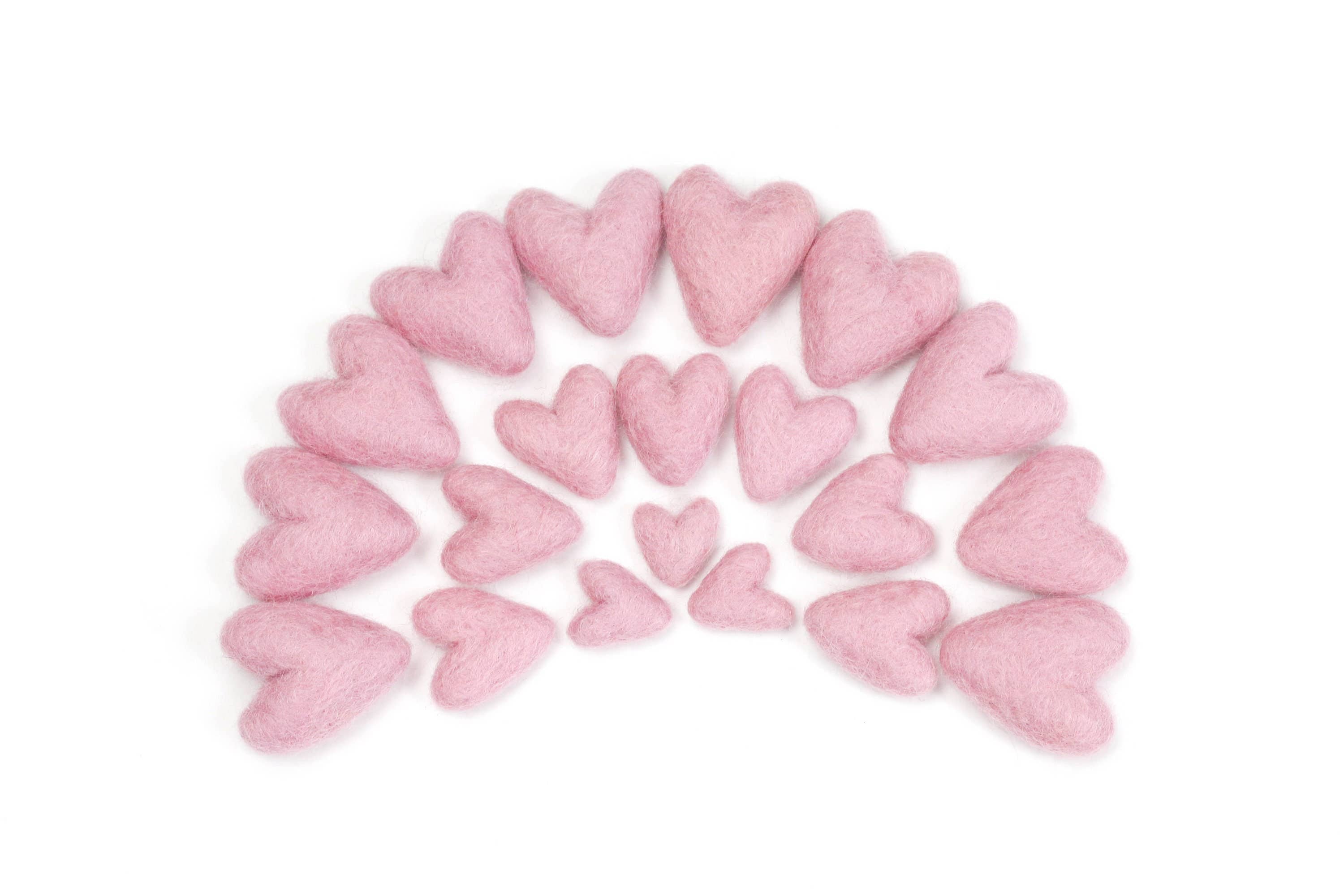 The Felt Pod - Wholesale Craft supplies - Felt Hearts Pastel Pink 3 cm and 4 cm - 10 pcs0