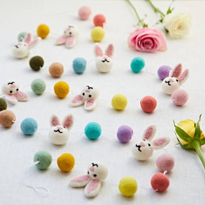 The Paper High Gift Company Limited - Wholesale Bunting/Garland - Felt Bunny Ball Garland