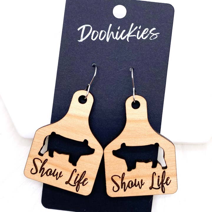 Doohickies - Wholesale Dangle Earrings - 2.25" Show Life Tags -Western Earrings