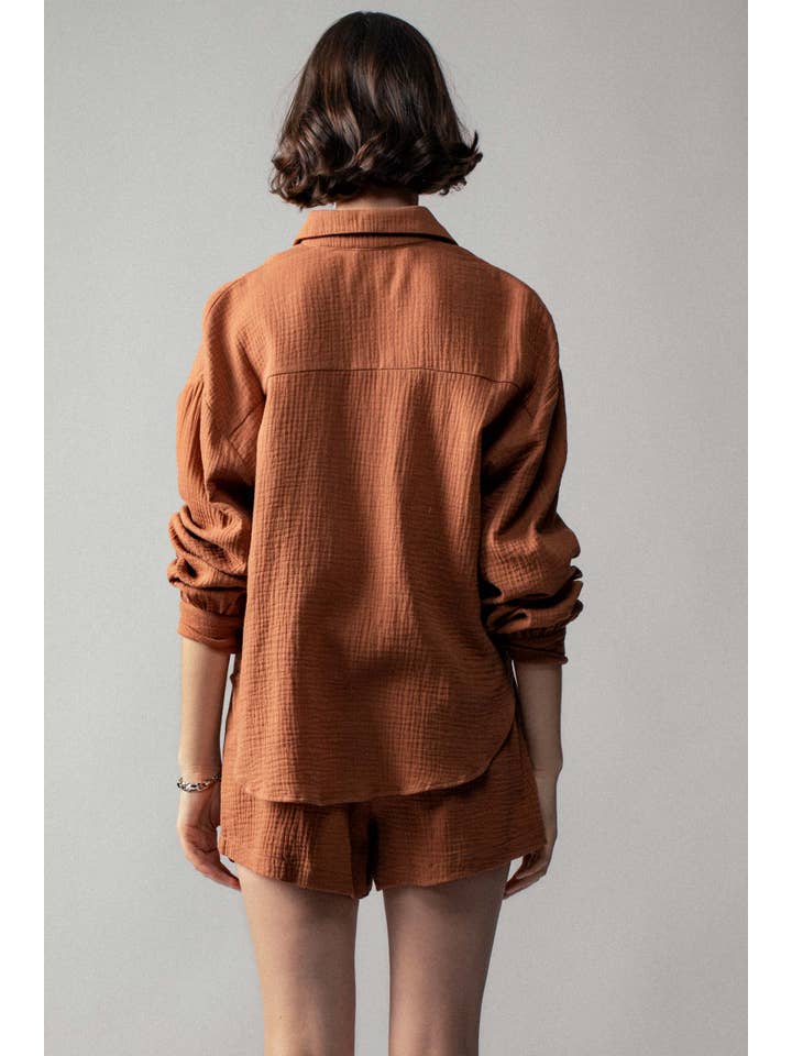 Urban Daizy - Wholesale Lounge Set - Women's - Crinkle Cotton Gauze Resort Button-Up Set22