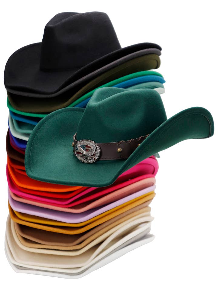 Cap Zone American Eagle cowboyhat med nitter og filttæt kant for engroshandel hos Cap Zone