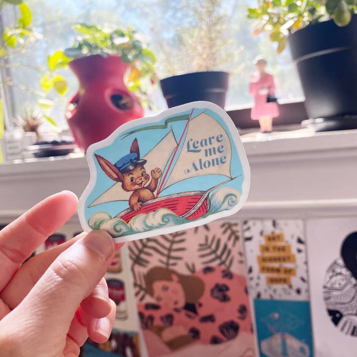 The Coin Laundry - Wholesale Sticker - Leave Me Alone Sticker - Funny Rabbit in Boat Stickers