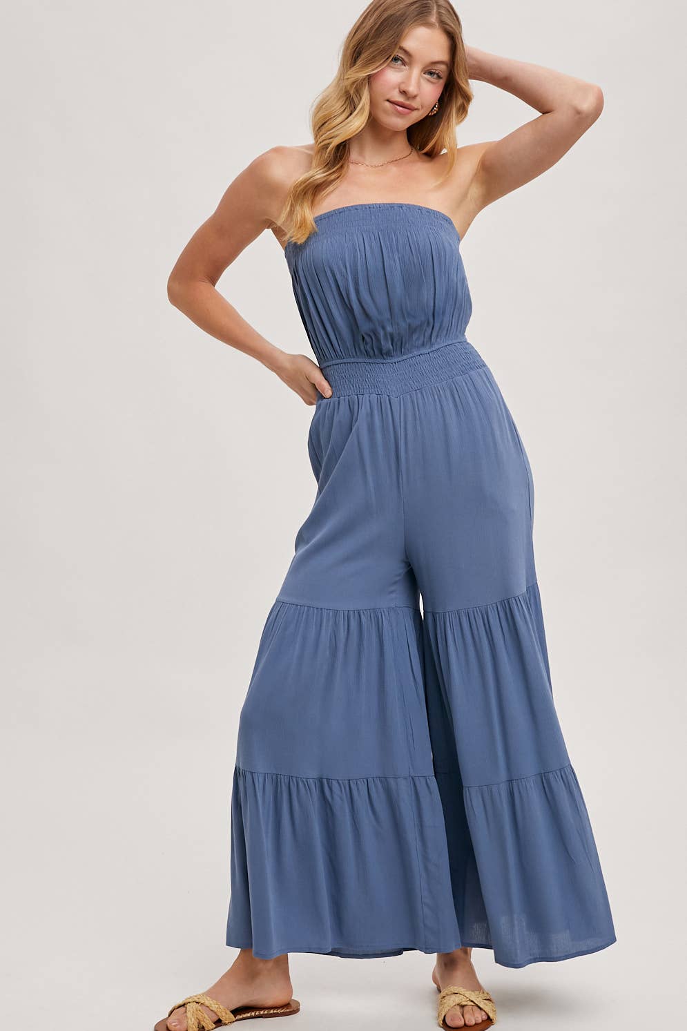 Bluivy – Engroshandel Jumpsuit - Dame – Smocket, lagdelt buksedragt med brede ben15