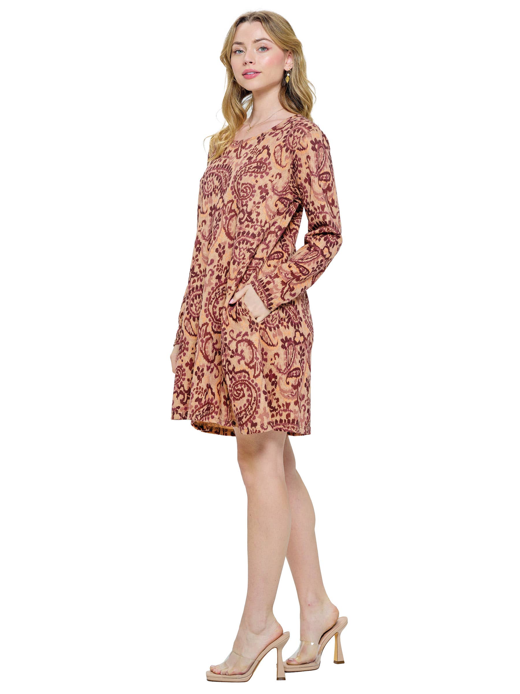 Rust SALE Dress Boho Paisley Print Pockets for wholesale on Faire3
