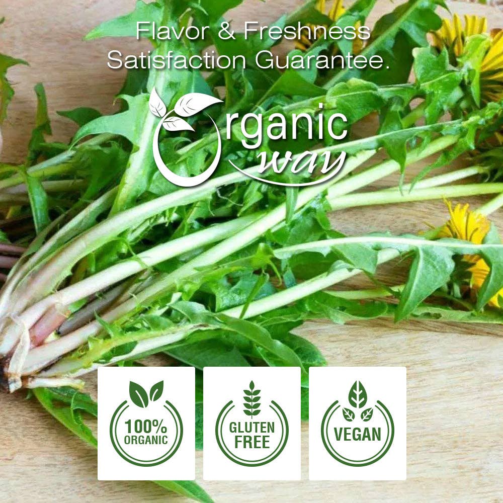 Organic Way LLC - Vendita all'ingrosso Erbe aromatiche - Polvere di Foglie di Tarassaco | Tisana Erboristica (Taraxacum officinale) - Raccolta Selvatica Europea | Certificato Kosher | Non OGM & Senza Glutine | Certificato USDA | Origine - Albania1