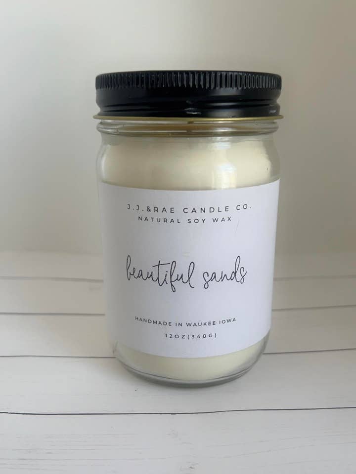 Bougie à la cire de soja de 12 oz pour la vente par jj & rae candle co