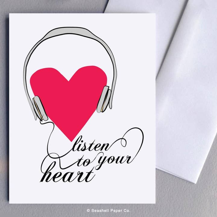 Tarjeta Love Escucha To Your Heart para venta al por mayor de Seashell Paper Co.