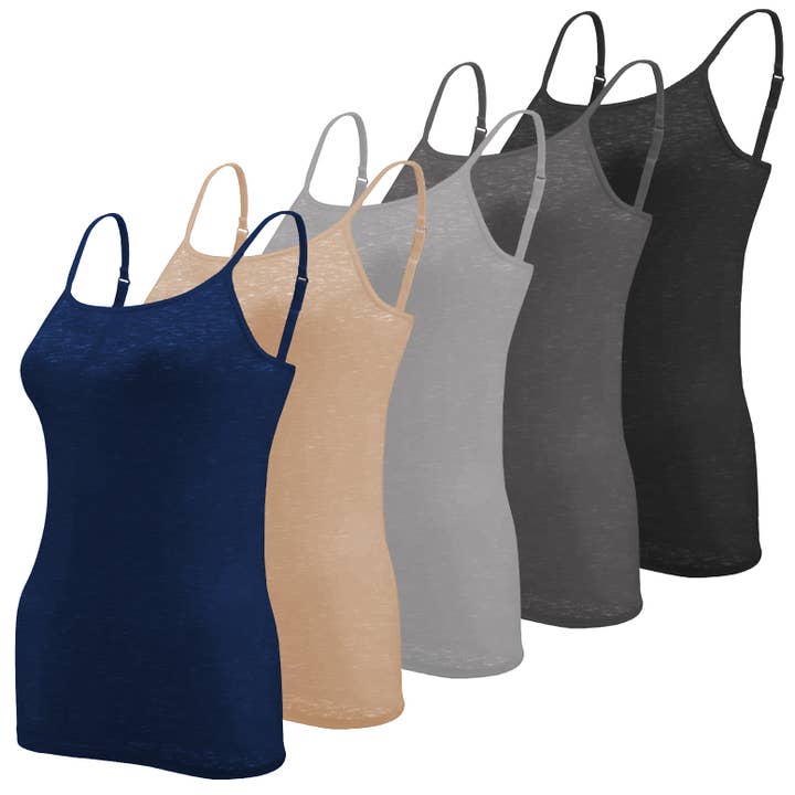 I-Wear Brands - Wholesale Camisole - Women's - 5 Pack Women's Adjustable Spaghetti Strap Camisole