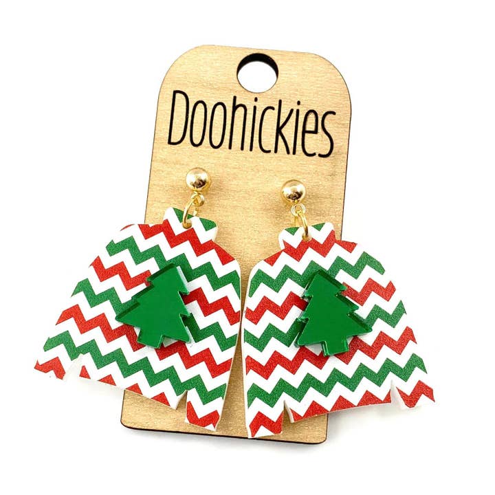 Doohickies - Wholesale Hangende/ronde oorbellen - 1.5" Ugly Sweater Acryl Oorbellen - Kerstorbellen