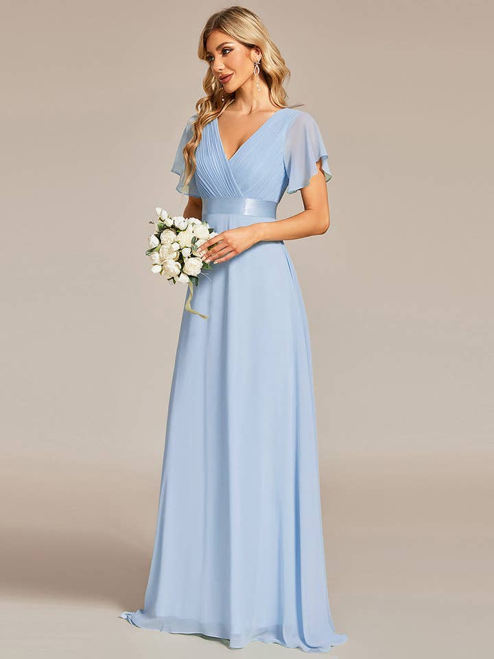 Ever-Pretty - Wholesale Gown – Women's - Double V-Neck Ruffles Chiffon Bridesmaid Dress46