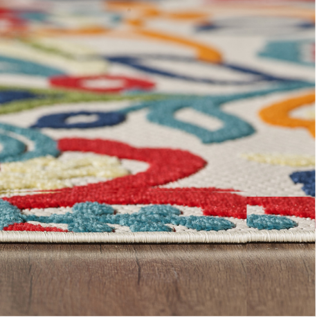 HomeRoots - Wholesale Area Rug - 5’ x 7’ Multi Jacobean Floral Indoor Outdoor Area Rug2